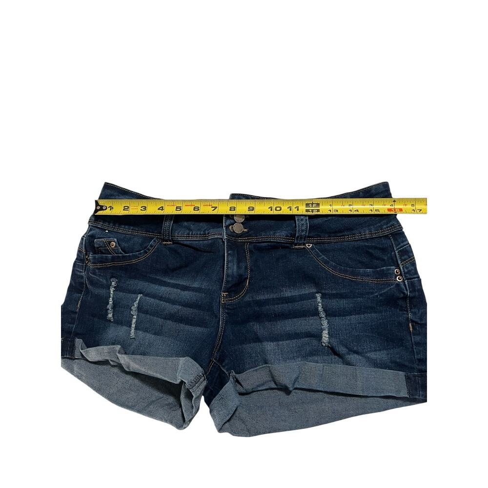 YMI Dark Wash Distressed Jean Shorts Size 13 - Picture 5 of 7